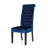 Christopher Knight Home® - Noble House - Leorah Tall Back Tufted Navy Blue Velvet Dining Chair (Set of 2)