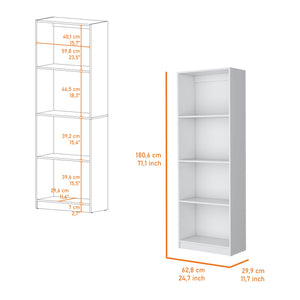 English Elm Sutton Tiered Bookcase with 4 Deep Shelves, 71.1" H x 24.7" W, RTA, White Black Gray Finish B128P176164