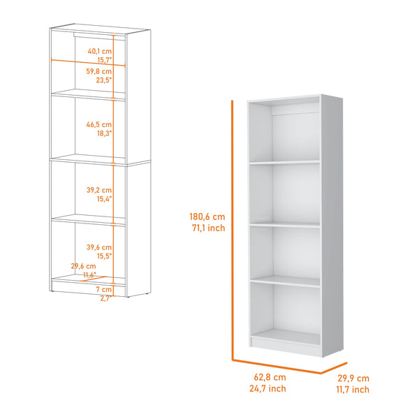 English Elm Sutton Tiered Bookcase with 4 Deep Shelves, 71.1" H x 24.7" W, RTA, White Black Gray Finish B128P176164