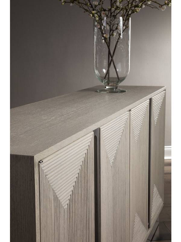 Lexington Artistica Home Gradient Media Console – Contemporary White Oak Buffet With Unique Finishes And Stylish Storage Solutions Light Gray Wood 2119-907