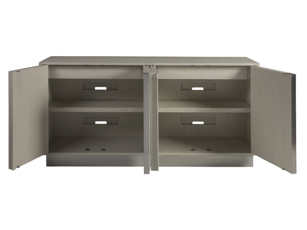 Lexington Artistica Home Gradient Media Console – Contemporary White Oak Buffet With Unique Finishes And Stylish Storage Solutions Light Gray Wood 2119-907