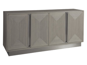 Lexington Artistica Home Gradient Media Console – Contemporary White Oak Buffet With Unique Finishes And Stylish Storage Solutions Light Gray Wood 2119-907
