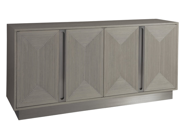 Lexington Artistica Home Gradient Media Console – Contemporary White Oak Buffet With Unique Finishes And Stylish Storage Solutions Light Gray Wood 2119-907