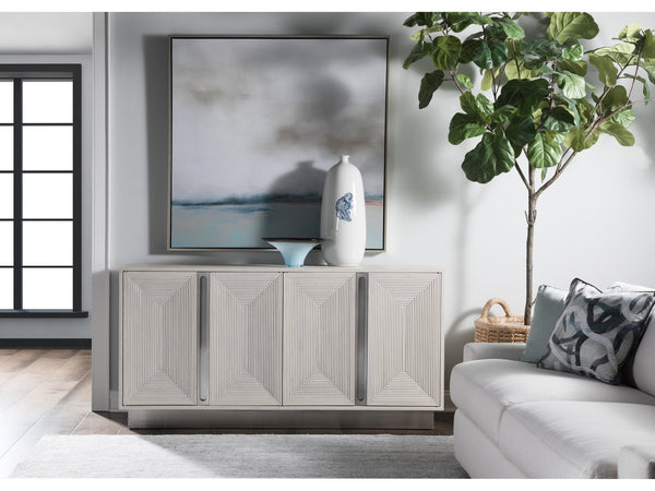 Lexington Artistica Home Gradient Media Console – Contemporary White Oak Buffet With Unique Finishes And Stylish Storage Solutions Light Gray Wood 2119-907