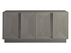 Lexington Artistica Home Gradient Media Console – Contemporary White Oak Buffet With Unique Finishes And Stylish Storage Solutions Light Gray Wood 2119-907