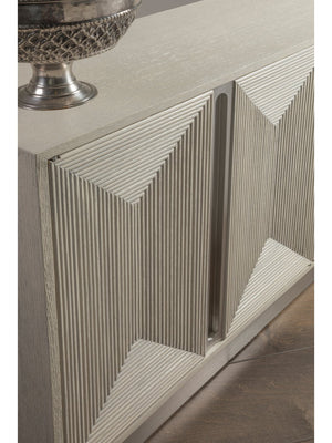 Lexington Artistica Home Gradient Media Console – Contemporary White Oak Buffet With Unique Finishes And Stylish Storage Solutions Light Gray Wood 2119-908