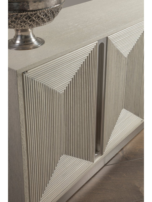 Lexington Artistica Home Gradient Media Console – Contemporary White Oak Buffet With Unique Finishes And Stylish Storage Solutions Light Gray Wood 2119-908