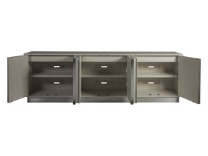 Lexington Artistica Home Gradient Media Console – Contemporary White Oak Buffet With Unique Finishes And Stylish Storage Solutions Light Gray Wood 2119-908
