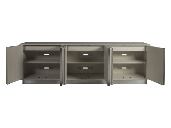 Lexington Artistica Home Gradient Media Console – Contemporary White Oak Buffet With Unique Finishes And Stylish Storage Solutions Light Gray Wood 2119-908