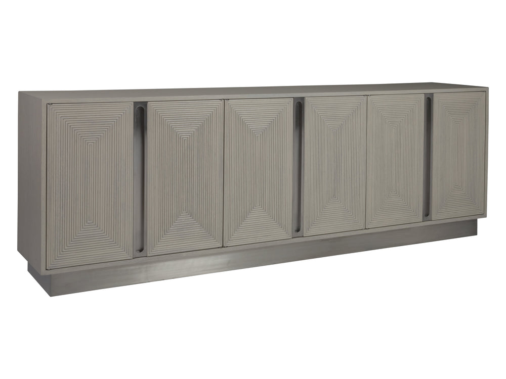 Lexington Artistica Home Gradient Media Console – Contemporary White Oak Buffet With Unique Finishes And Stylish Storage Solutions Light Gray Wood 2119-908