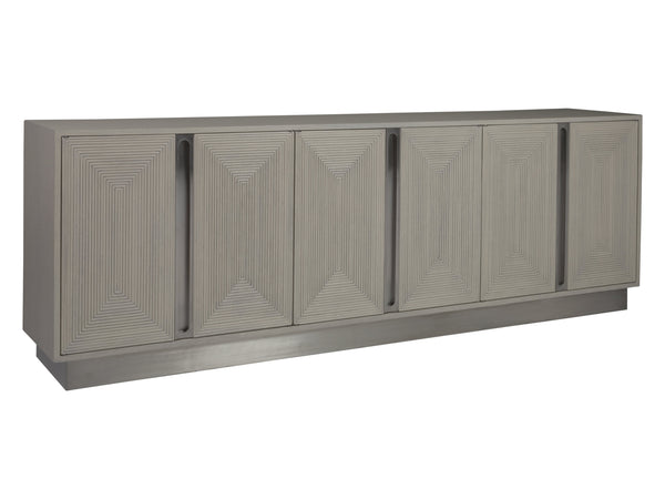 Lexington Artistica Home Gradient Media Console – Contemporary White Oak Buffet With Unique Finishes And Stylish Storage Solutions Light Gray Wood 2119-908