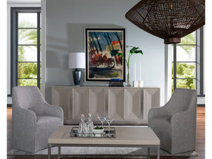 Lexington Artistica Home Gradient Media Console – Contemporary White Oak Buffet With Unique Finishes And Stylish Storage Solutions Light Gray Wood 2119-908