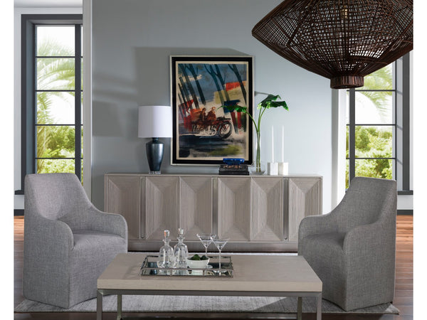 Lexington Artistica Home Gradient Media Console – Contemporary White Oak Buffet With Unique Finishes And Stylish Storage Solutions Light Gray Wood 2119-908