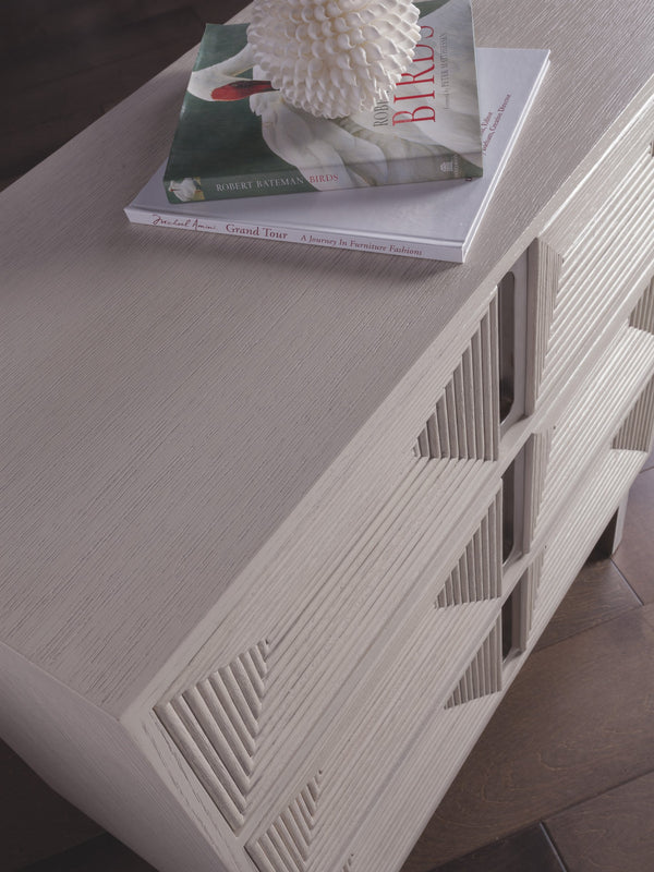 Lexington Artistica Home Gradient Hall Chest - Contemporary White Oak Design With Soft-closing Drawers And Stainless Steel Accents Light Gray Wood 2119-973