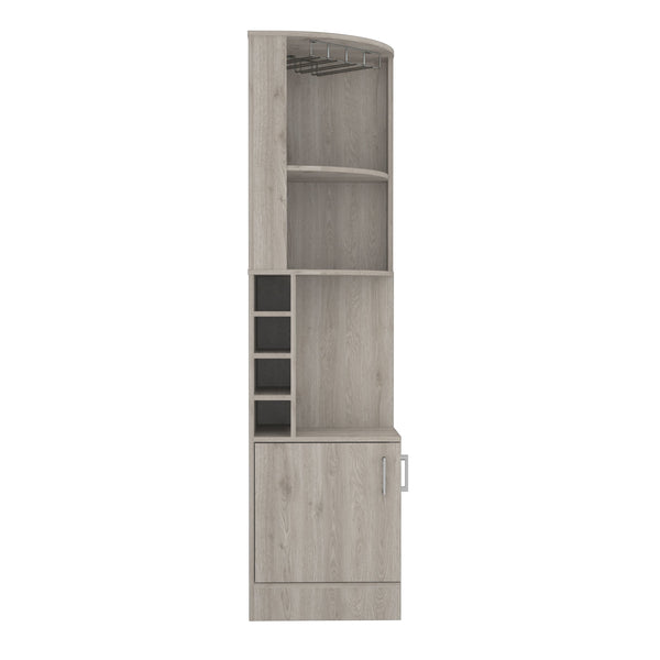 English Elm Syrah Corner Bar Cabinet with 8 Bottle Cubbies, Double Doors, Glass Rack and Display Nook Light Gray 46 L x 23 W x 7 H B200P242413