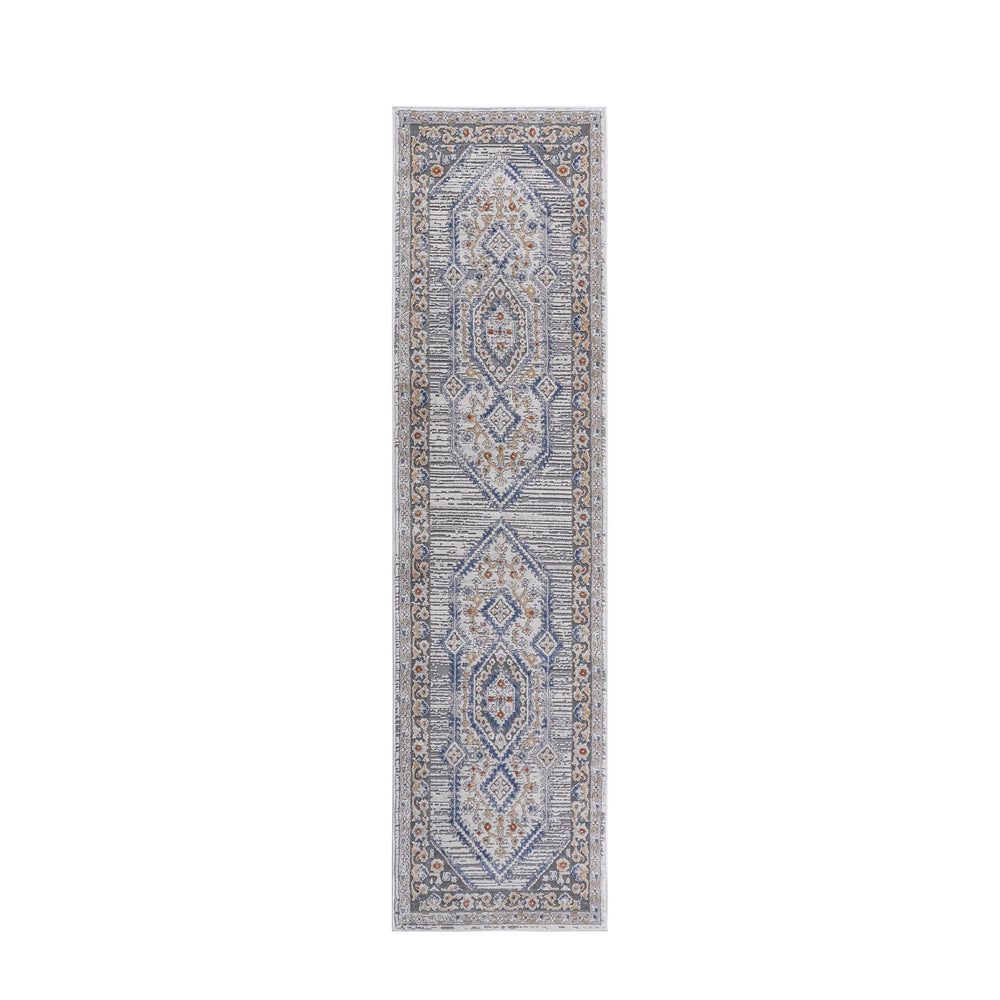 English Elm Loom & Luxe 2X8 Blue/Cream Area Rug - Stylish, Stain-Resistant, Non-Shedding For Home & Office Comfort B335P289474