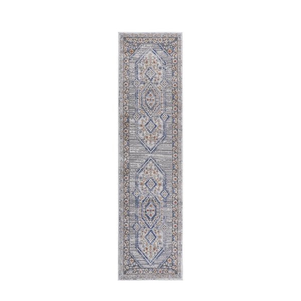 English Elm Loom & Luxe 2X8 Blue/Cream Area Rug - Stylish, Stain-Resistant, Non-Shedding For Home & Office Comfort B335P289474