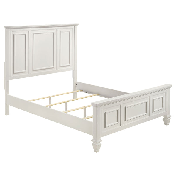 English Elm Copper White Wood Queen Panel Bed with Slatted Venting, Sturdy Asian Hardwood Frame, Timeless Finish B062S00663