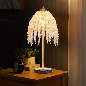 English Elm 19"(H) Elegant Crystal Table Lamp – Vintage Waterfall Design With Marble Base For Stylish Spaces W2312P368718
