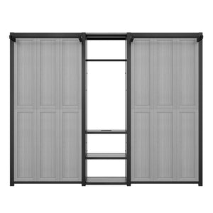 English Elm Twin Twin Murphy Bed with Metal Frame, Foldable 2-in-1 Space-Saving Design, Built-In Wardrobe, Shelves, Power Outlets and Durable Storage Solution Gray W1580S00148