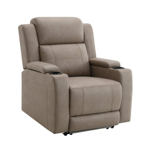English Elm Lugo Camel Leather Power Recliner with Dual Motors and Built in Cup Holders B2726P469550