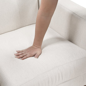 English Elm Contemporary Tufted Beige Loveseat with Removable Covers Pocket Coil Foam Solid Wood Legs 62" B011P379438