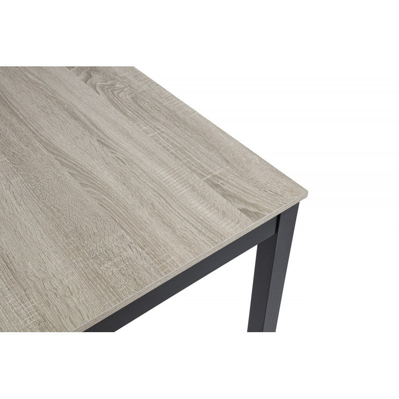 English Elm Black/Natural Modern 5Pc Dining Set – 48" Natural Wood Table with 4 Gray Fabric Upholstered Chairs, Sleek Black Legs & Easy Assembly B011S01866