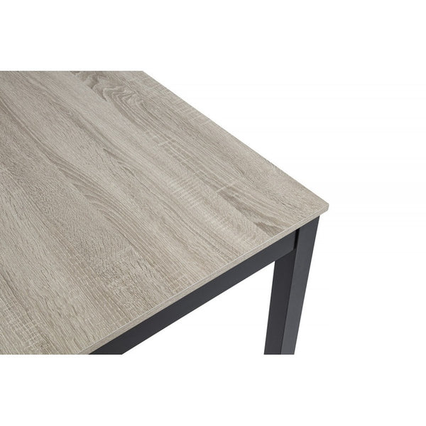 English Elm Black/Natural Modern 5Pc Dining Set – 48" Natural Wood Table with 4 Gray Fabric Upholstered Chairs, Sleek Black Legs & Easy Assembly B011S01866