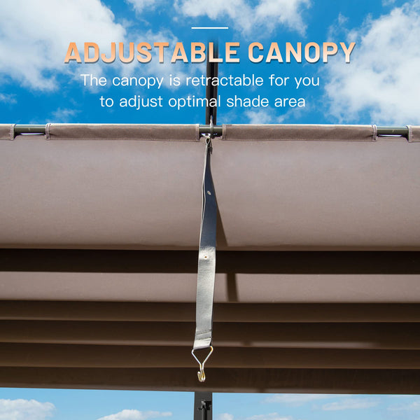 English Elm 11 11 X 16 FT Retractable Pergola with Weather-Resistant Canopy, Aluminum Frame, Easy Assembly, Versatile Outdoor Shade and Entertainment Space Dark Gray W1859S00078