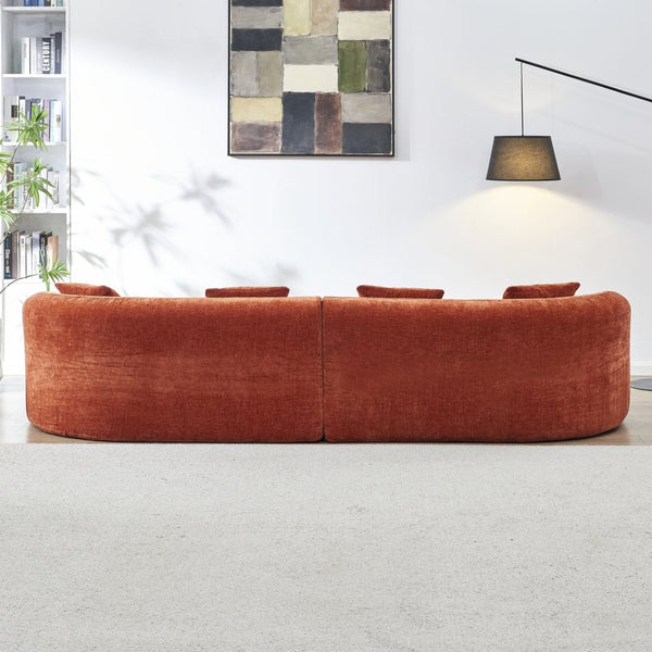 English Elm 111" L Shaped Cloud Sofa Plush Chenille Upholstered High Density Foam Apartment Living Room Orange W1669S00054