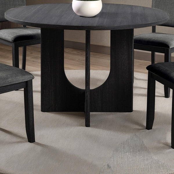 English Elm Classic Round Pedestal Dining Table Rubberwood Matte Finish Seats Four Modern Home Dark Gray B2741P421160
