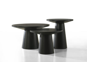English Elm Jacopo Round Pedestal 3 Piece Living Room Table Set in Ebony Wood Grain Finish B2749S00155