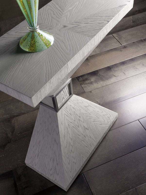 Lexington Artistica Home Dalliance Console: Stunning Contemporary White Oak Design With Unique Starburst Veneer Finish Light Gray Wood 2120-967