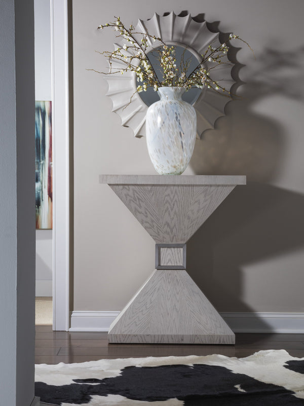 Lexington Artistica Home Dalliance Console: Stunning Contemporary White Oak Design With Unique Starburst Veneer Finish Light Gray Wood 2120-967