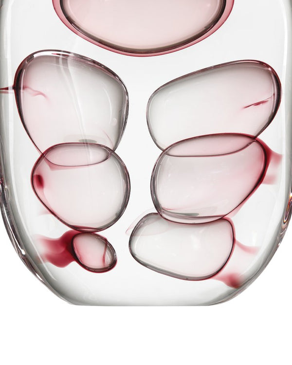 Currey & Company Vicolino Medium Vase - Handcrafted Clear & Purple Glass With Organic Bubbles For Stunning Decor Pink Glass 1200-1016-currey-company