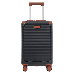 English Elm Luggage 5 Piece Abs Hardshell Travel Set with Usb Port Spinner Wheels and Tsa Lock Black Brown N732P265290B