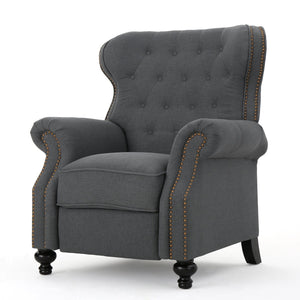 English Elm Christopher Knight Home® - Accented Push Back Recliner Chair with Rolled Arms and Copper Accents, Plush Cocooning Support, Sturdy Design Charcoal 57337.00F