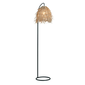 Crestview Collection 70.75"H Rustic Raffia Floor Lamp – Elegant Black Metal Base, Textured Shade, 100w Bulb Compatible   Cvazer178c