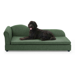 English Elm Oversized Linen Pet Sofa with Wave Backrest for Large Dogs in Modern Living Rooms W487P430330