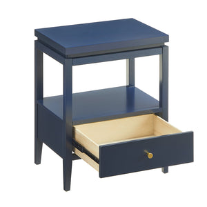 English Elm Olana Midnight Blue 1-Drawer Nightstand with Floating Top, Hidden Tray, Gold Pull & Spacious Shelf B050P376961