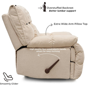 English Elm Sitjoy Swivel Recliner Plush High Back Lounge Chair for Living Room or Gaming W1713P144780