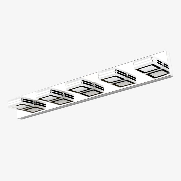 English Elm 32" Modern 5-Light LED Vanity Light with Square Acrylic Shades, Moisture-Resistant Metal Frame for Bathroom Mirror Chrome W2312P374880