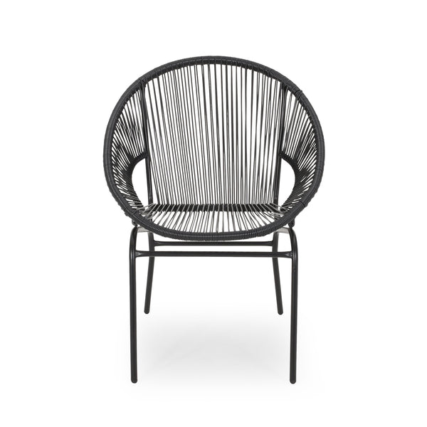 English Elm Christopher Knight Home® - 3 Piece Rattan Seating Group Black – Stylish PE Rattan + Iron Outdoor Patio Set, Durable Modern Mesh Design 66626.00BLK_66627.00BLK