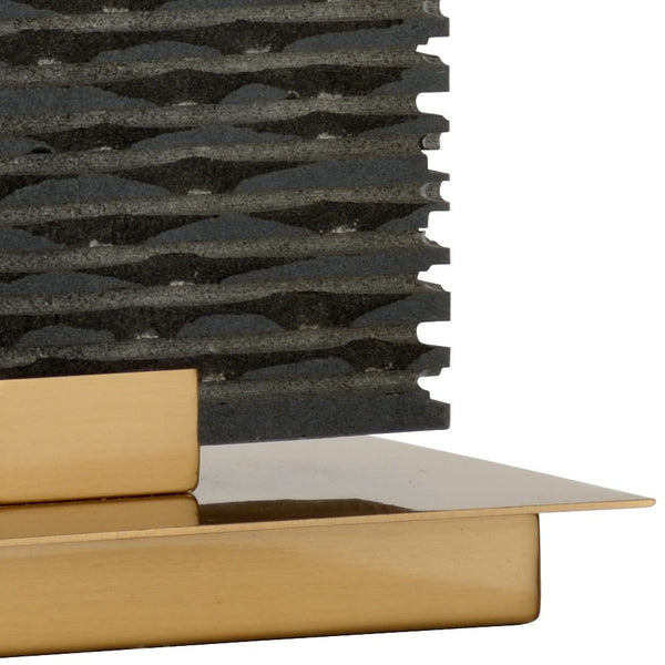 Wildwood Stonehenge Handcrafted Black Stone Lamp With Antique Brass Accents And White Linen Shade, 32" 21257