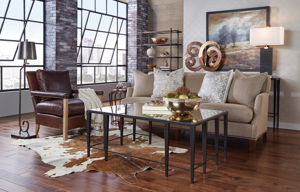 Wildwood Stonehenge Handcrafted Black Stone Lamp With Antique Brass Accents And White Linen Shade, 32" 21257