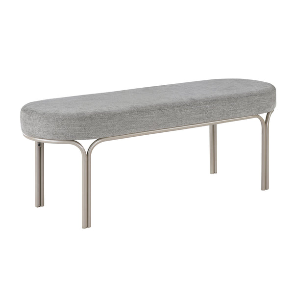 English Elm Modern Upholstered Bench with Channel Tufting and Plush Foam Seat on Sleek Metal Frame for Entryway Champagne,Gray 50.5 L x 19.25 W x 13.25 H B011P361972