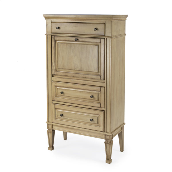 Butler Specialty Wordsworth Elegant Wood 4-drawer Secretary With Drop-front Writing Surface And Vintage Charm Beige Rubberwood,Mdf,Cherry,Maple & Walnut Veneers 2126424-butler