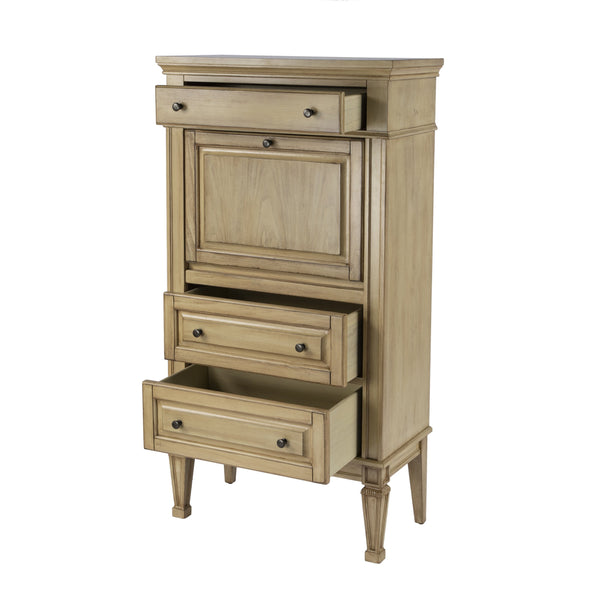 Butler Specialty Wordsworth Elegant Wood 4-drawer Secretary With Drop-front Writing Surface And Vintage Charm Beige Rubberwood,Mdf,Cherry,Maple & Walnut Veneers 2126424-butler