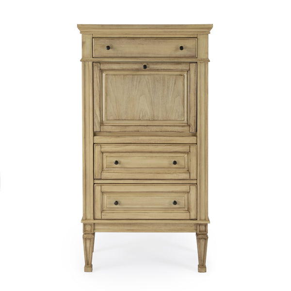 Butler Specialty Wordsworth Elegant Wood 4-drawer Secretary With Drop-front Writing Surface And Vintage Charm Beige Rubberwood,Mdf,Cherry,Maple & Walnut Veneers 2126424-butler