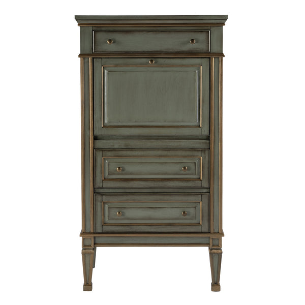 Butler Specialty Wordsworth Elegant Wood 4-drawer Secretary With Drop-front Writing Surface And Vintage Charm Pastel Green Rubberwood,Mdf,Cherry,Maple & Walnut Veneers 2126482-butler